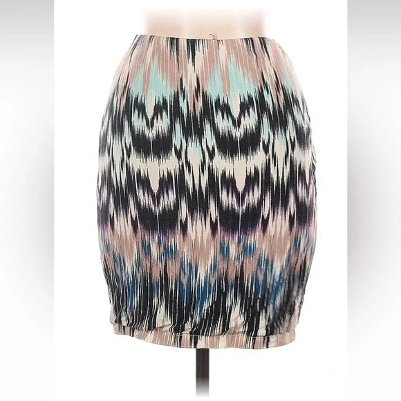 Tart | Watercolor Abstract Bohemian Southwestern Print Pencil Skirt Size Large L - Picture 2 of 2
